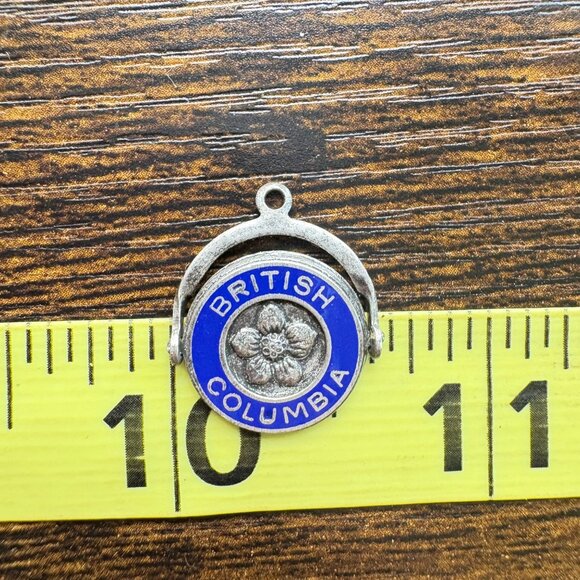 VTG Sterling Silver 925 British Columbia Enamel Flower Pendant Size 0.75" Length - Picture 9 of 9